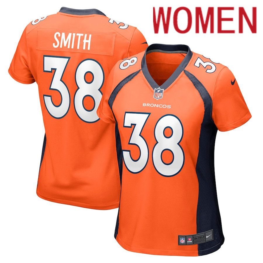 Women Denver Broncos 38 Saivion Smith Nike Orange Game NFL Jersey